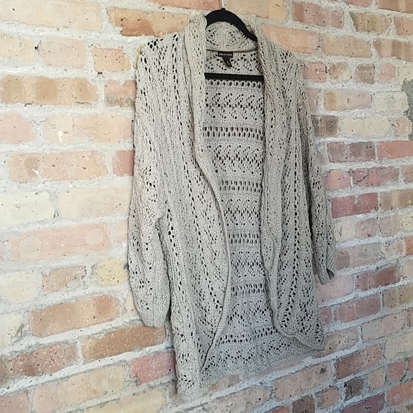Dana Buchman Beige Crochet Open Front Sweater - XL - Picture 4 of 7